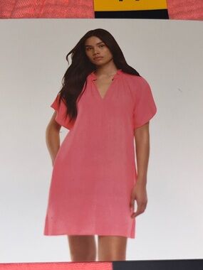GAP Coral Pink Short Sleeve Gauze Popover Dress Womens Medium